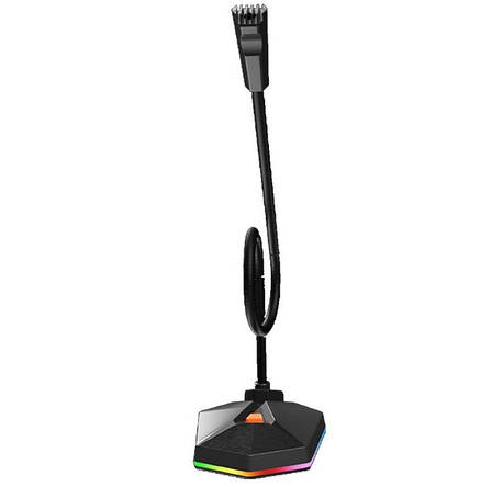 Настільний USB-мікрофон MeeTion MT-MC13 з підсвічуванням RGB 5В Гусяча шия на 360 градусів Чорний, фото 1