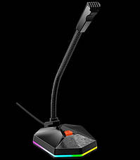 Настільний USB-мікрофон MeeTion MT-MC13 з підсвічуванням RGB 5В Гусяча шия на 360 градусів Чорний, фото 4