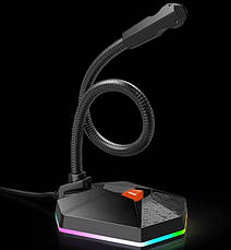 Настільний USB-мікрофон MeeTion MT-MC13 з підсвічуванням RGB 5В Гусяча шия на 360 градусів Чорний, фото 6