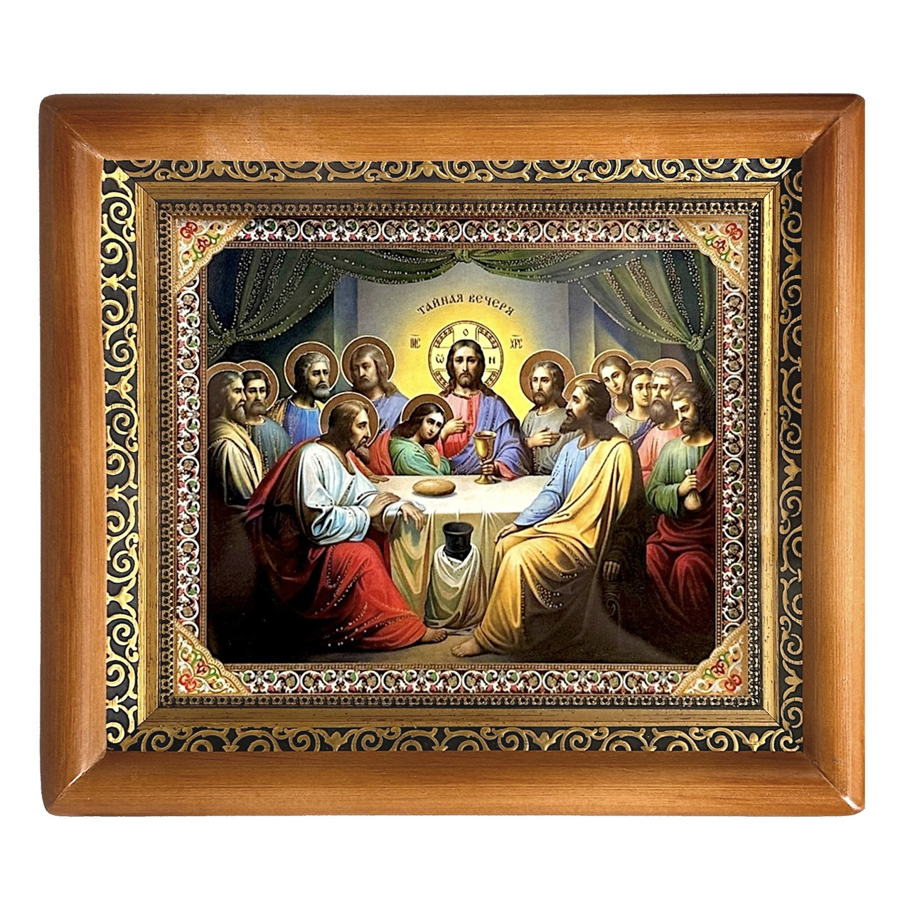 Ікона Таємна Вечеря, лик 15х18 см, у коричневому прямому дерев'яному кіоті, фото 1