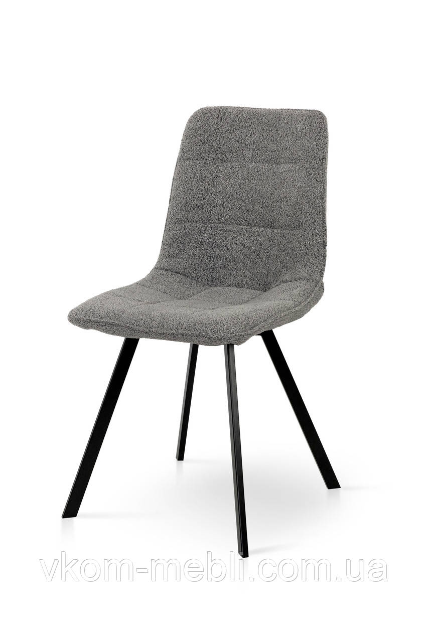 Стілець ФРЕШ (квадрат) чорний/букле сірий, фото 1