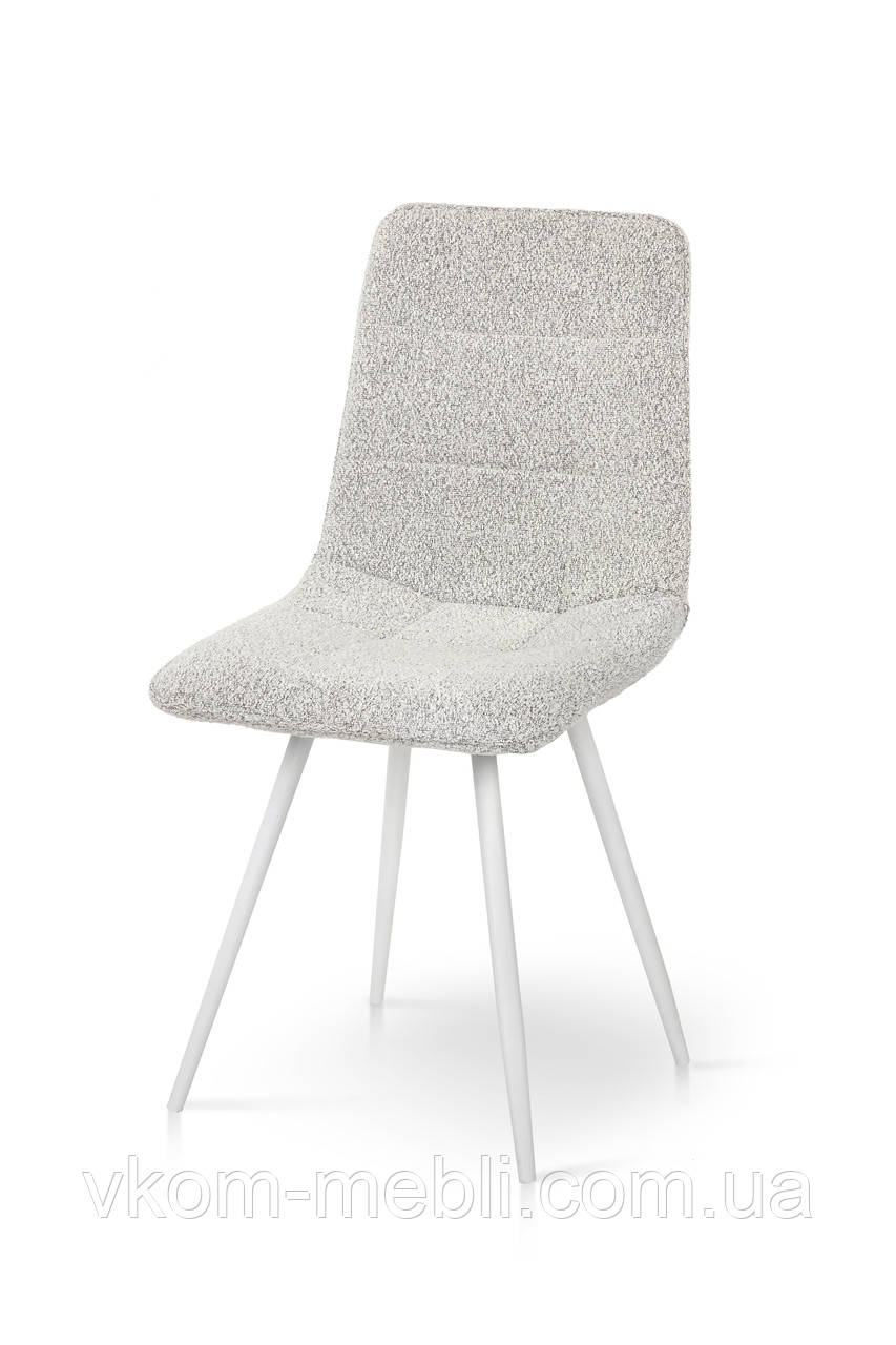 Стілець ФРЕШ (круглий) білий/букле бежева, фото 1