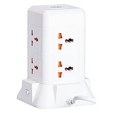 Мережевий фільтр подовжувач 4.8 м з лампою на 6 універсальних розеток з 2 USB, 1 Type-C, бездротова зарядка HP-5-3MF, фото 2