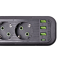 Мережевий фільтр 4.35 м подовжувач на 4 розетки з 3 USB 1 Type-C та кнопкою відключення HP-5-14, фото 6
