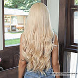 Перука блондин світло-пшеничний довгий хвилястий з довгим чубчиком на дві сторони 65 см, фото 3
