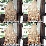 Перука блондин світло-пшеничний довгий хвилястий з довгим чубчиком на дві сторони 65 см, фото 5