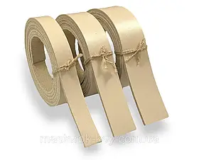 Смуга ремінна з натуральної шкіри ВРХ з лицьовим покриттям колір бежевий РОЗМІР НА ВИБІР