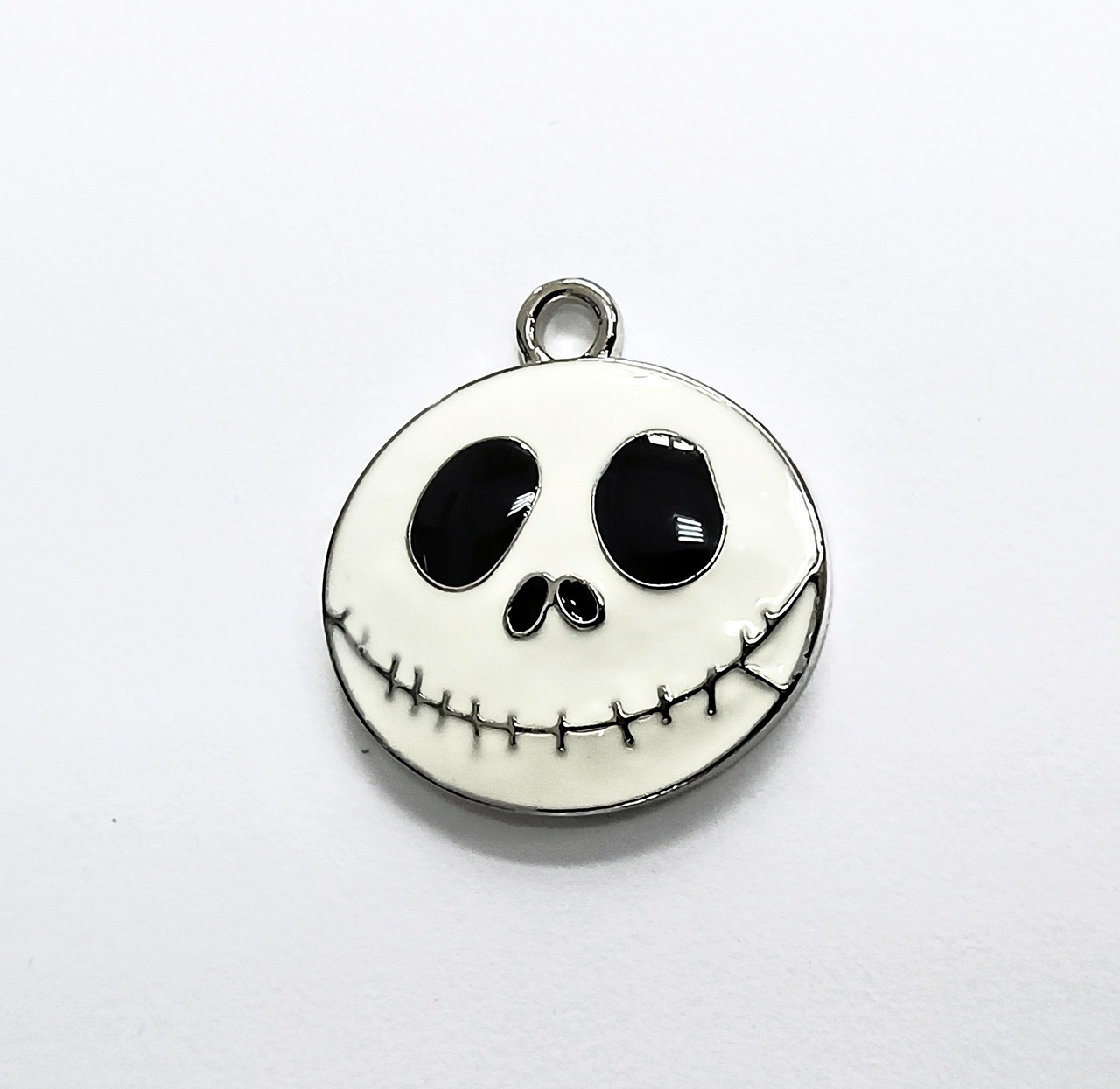 Підвіски металеві Finding Кулон Джек Хелловін Сталистий біла і чорна емаль 24 мм х 22 мм