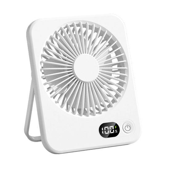 Вентилятор настільний акумуляторний з дисплеєм Portable table top fan Білий