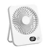 Вентилятор настільний акумуляторний з дисплеєм Portable table top fan Білий