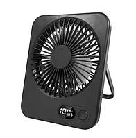 Вентилятор настільний акумуляторний з дисплеєм Portable table top fan Чорний