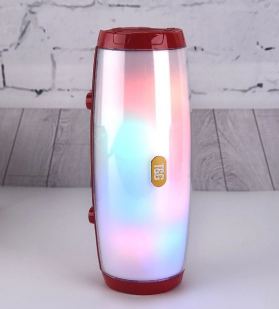 Портативна бездротова Bluetooth-колонка TG-165 C LED з RGB-підсвіткою red, фото 1