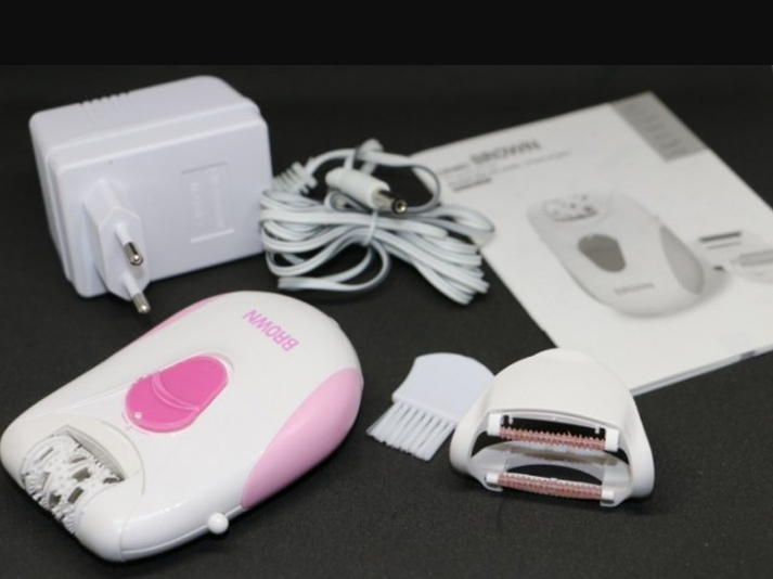 Епілятор Gemei GM-3026 бездротовий жіночий професійний із насадками Біло-рожевий, фото 1