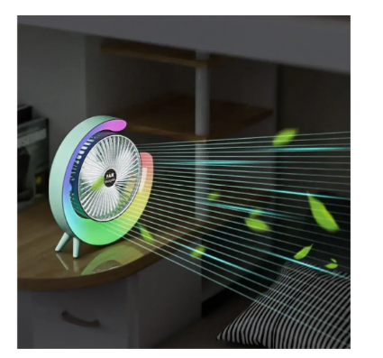 Вентилятор персональний настільний зі світлодіодною підсвіткою, 3 швидкості, нахил 180°, фото 1