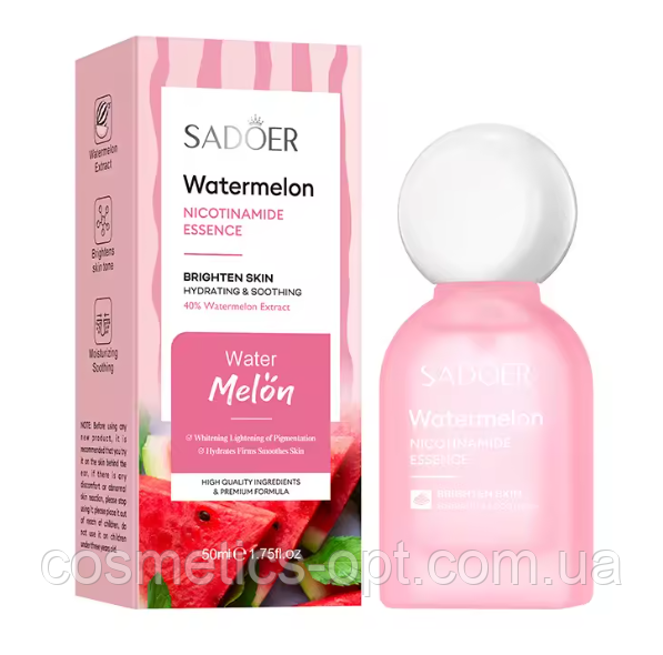 Сироватка для обличчя від пігментації Sadoer Watermelon Nicotinamide Essence з кавуном, ніацинамідом, алое, 50 ml, фото 1