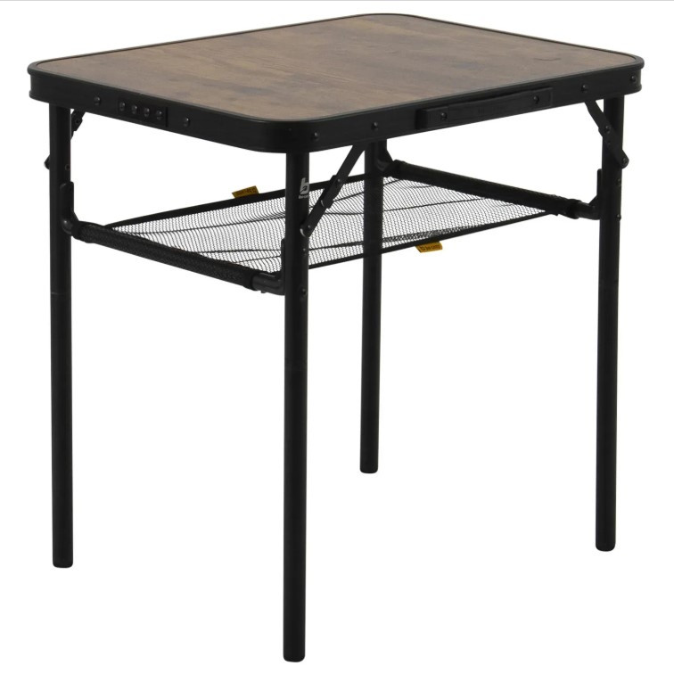 Туристичний Стіл Розкладний Bo-Camp Garland 60x45 cm Black/Wood look (1404195) Кемпінговий Складаний Столик для риболовлі, фото 1