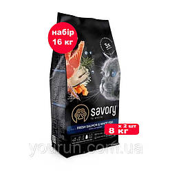 Savory Gourmand Salmon and White Fish-корм для довгошерстих кішок (лосось/біла риба) 8 кг*2