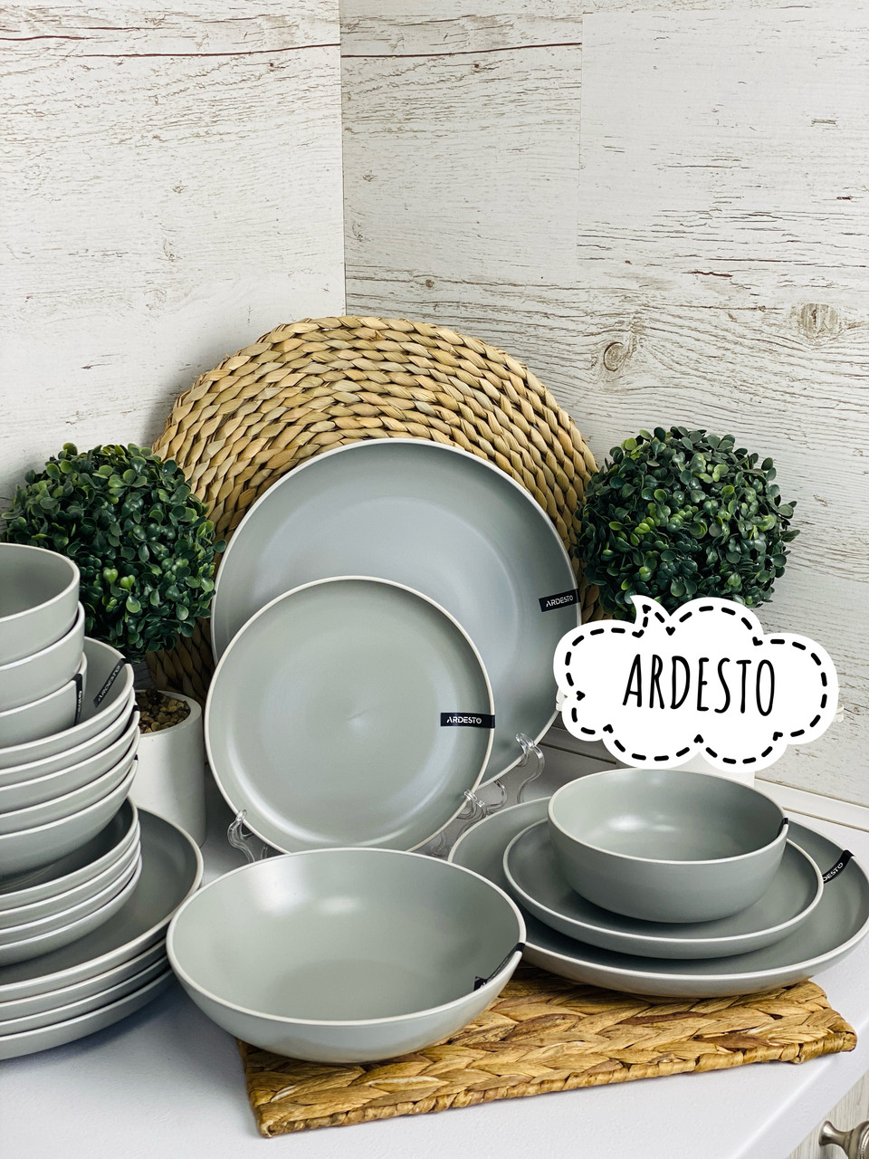 Набор посуды 12 пр. Ardesto Cremona Dusty grey AR0012GRC