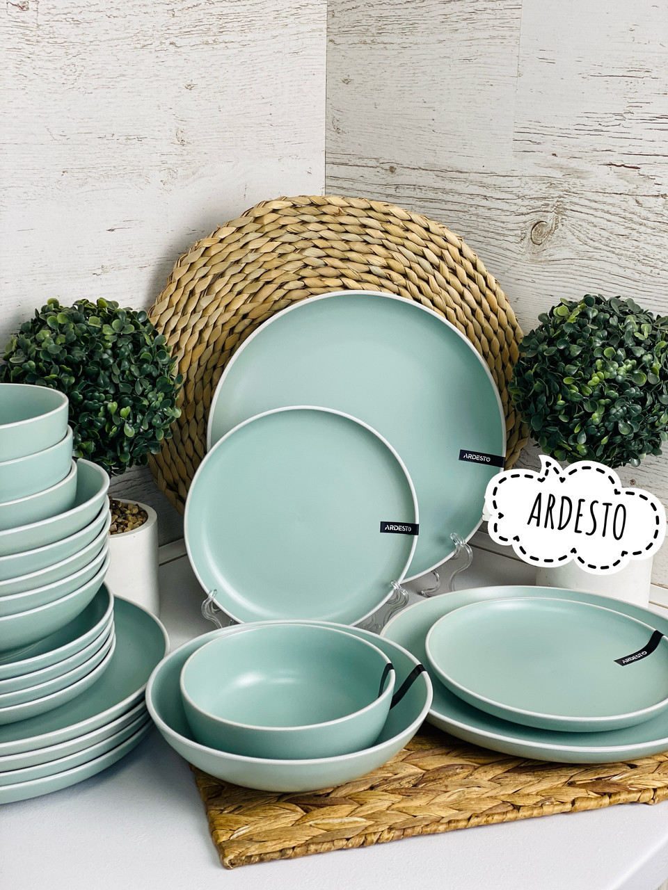 Набір посуду 19 пр Ardesto Cremona Pastel blue AR0019BC