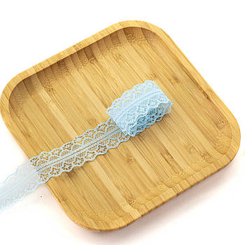 Мереживо ніжне для шиття блакитний ширина 27мм відріз 1м (MER048)