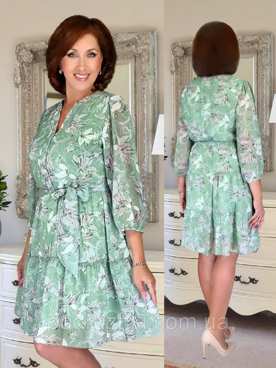 Жіноче літнє плаття з легкого шифону Розміри 50,52,54,56, фото 1