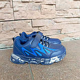 Кросівки на хлопчика на липучці Y.Top сині зі сріблом, фото 2