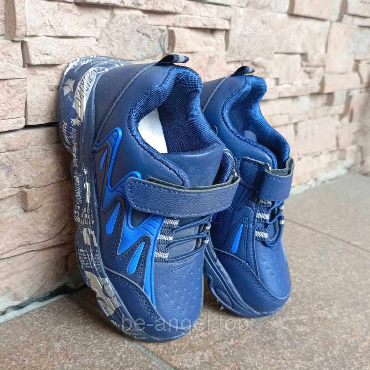 Кросівки на хлопчика на липучці Y.Top сині зі сріблом, фото 1