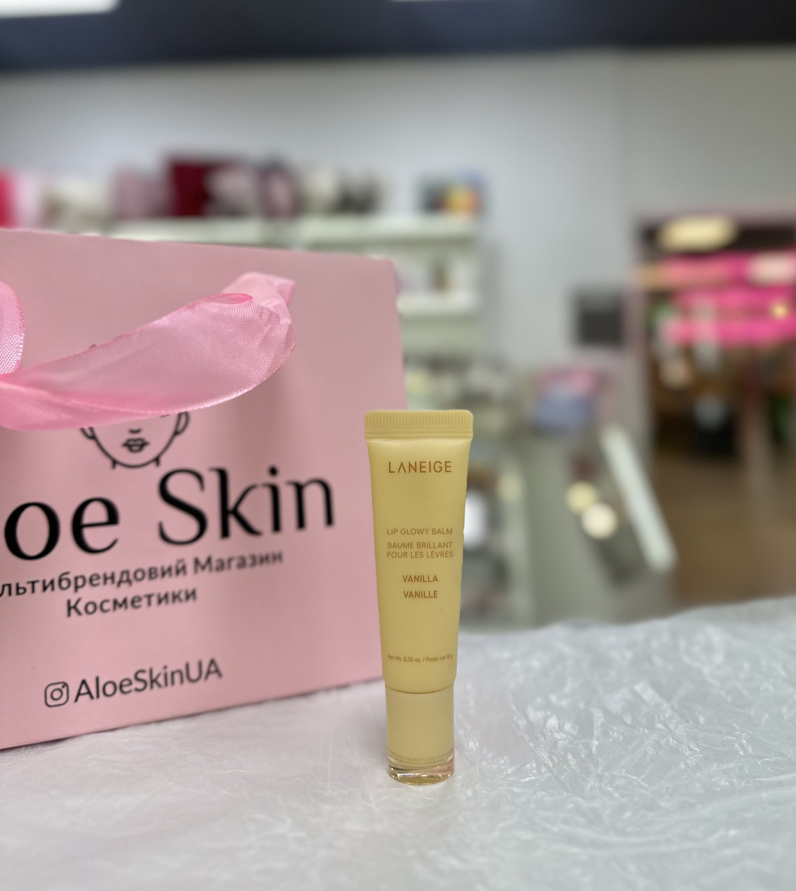 Відтінковий блиск-бальзам для губ Laneige Lip Glowy Balm Vanilla 10г(без коробки)
