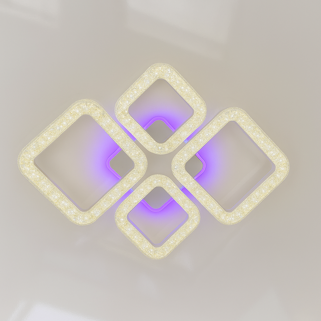 Люстра лед ромби з пультом Vatan Light 104W до 20 м² колір Білий 1176/2+2, фото 1