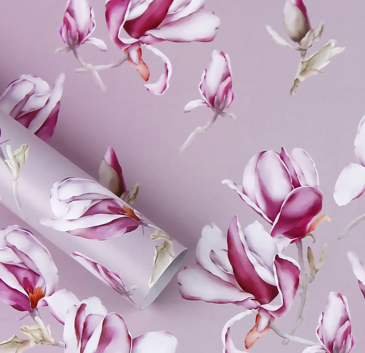 Подарунковий папір Магнолія Marta 100×70 см, пудра, 5 листів | Wrapping Paper Magnolia Powder Pink