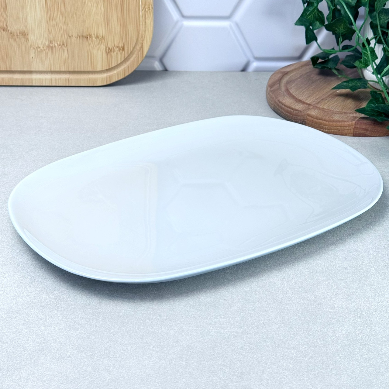 Блюдо овальне скляне 34×24 см сіре Luminarc Diwali Granit V2329