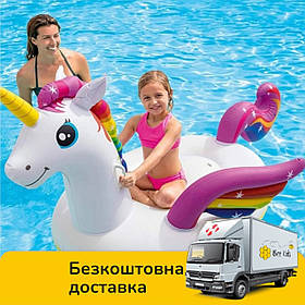 Надувний пліт дитячий Єдиноріг (з ручками-тримачами, розмір: 201х140х97 см, ремкомплект) 57561