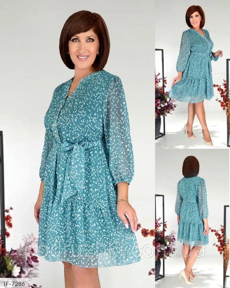 Жіноче літнє плаття з легкого шифону Розміри 50,52,54,56, фото 1