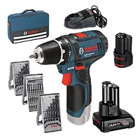 Bosch Professional GSR 12V-15 Акумуляторний дриль-шурупокрут + набір біт + свердла (39 шт.)