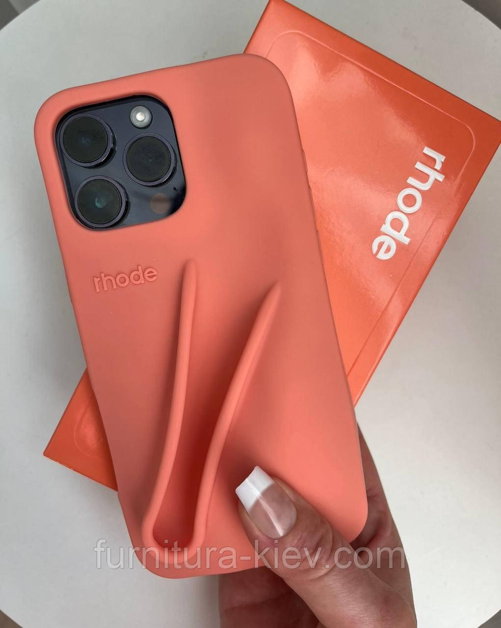 Кораловий чохол Rhode Peach Pit з блиском для губ для iPhone 12 pro max, фото 1