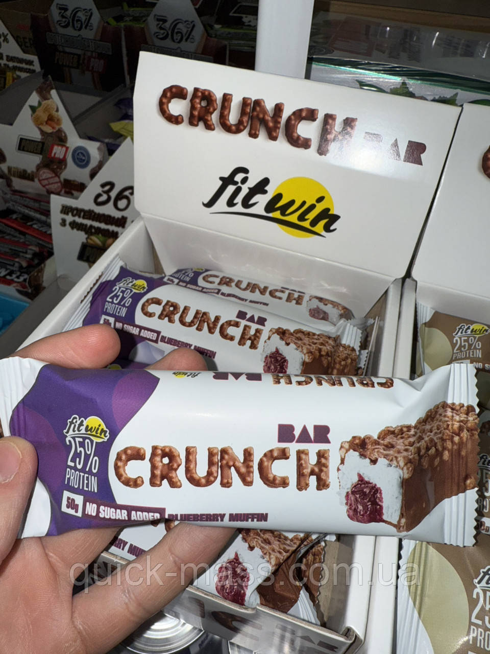 Протеїновий батончик без цукру FitWin Crunch Bar 50 g (різні смаки), фото 1