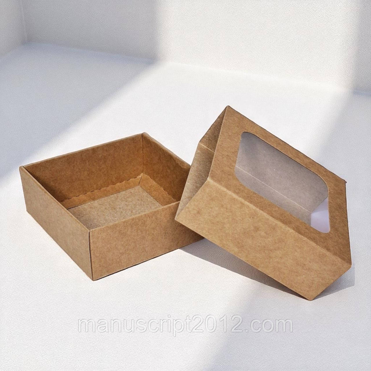 Коробка-пенал з вікном (90х90х35мм.) крафт