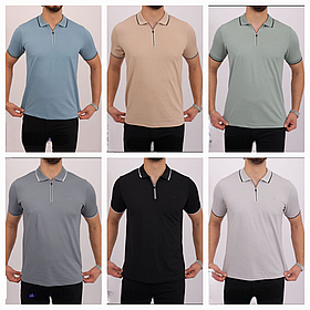 Чоловіча однотонна футболка поло на змійці