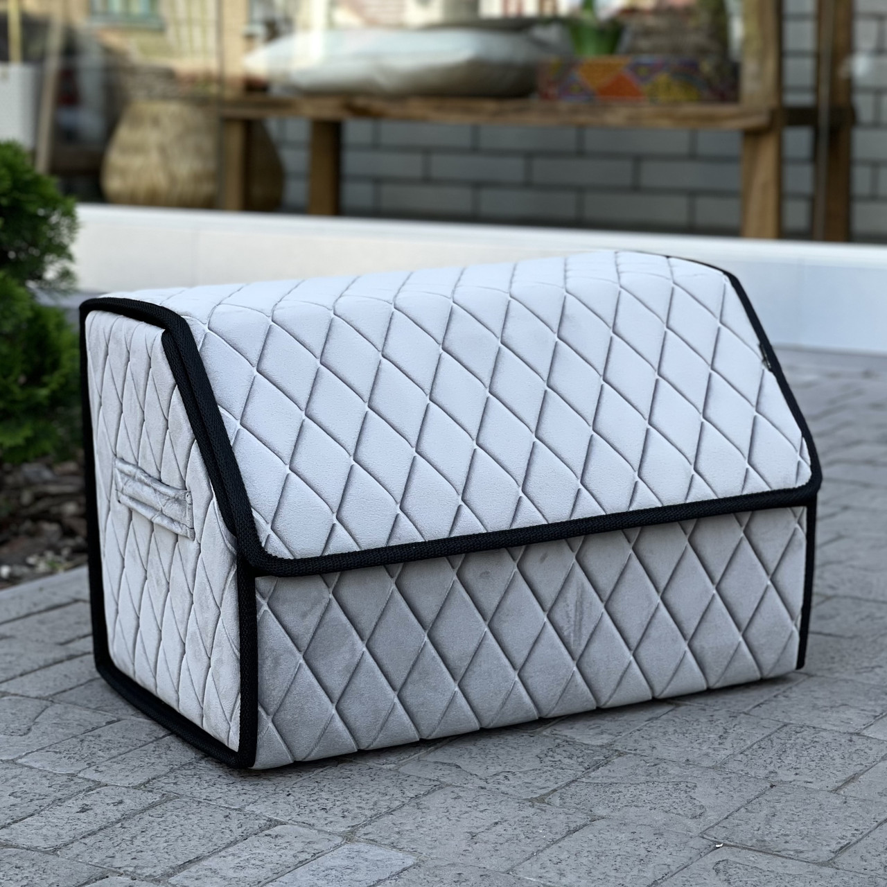 Органайзер у багажник, 50см, світлий сірий велюр, автомобільний органайзер в авто, фото 1