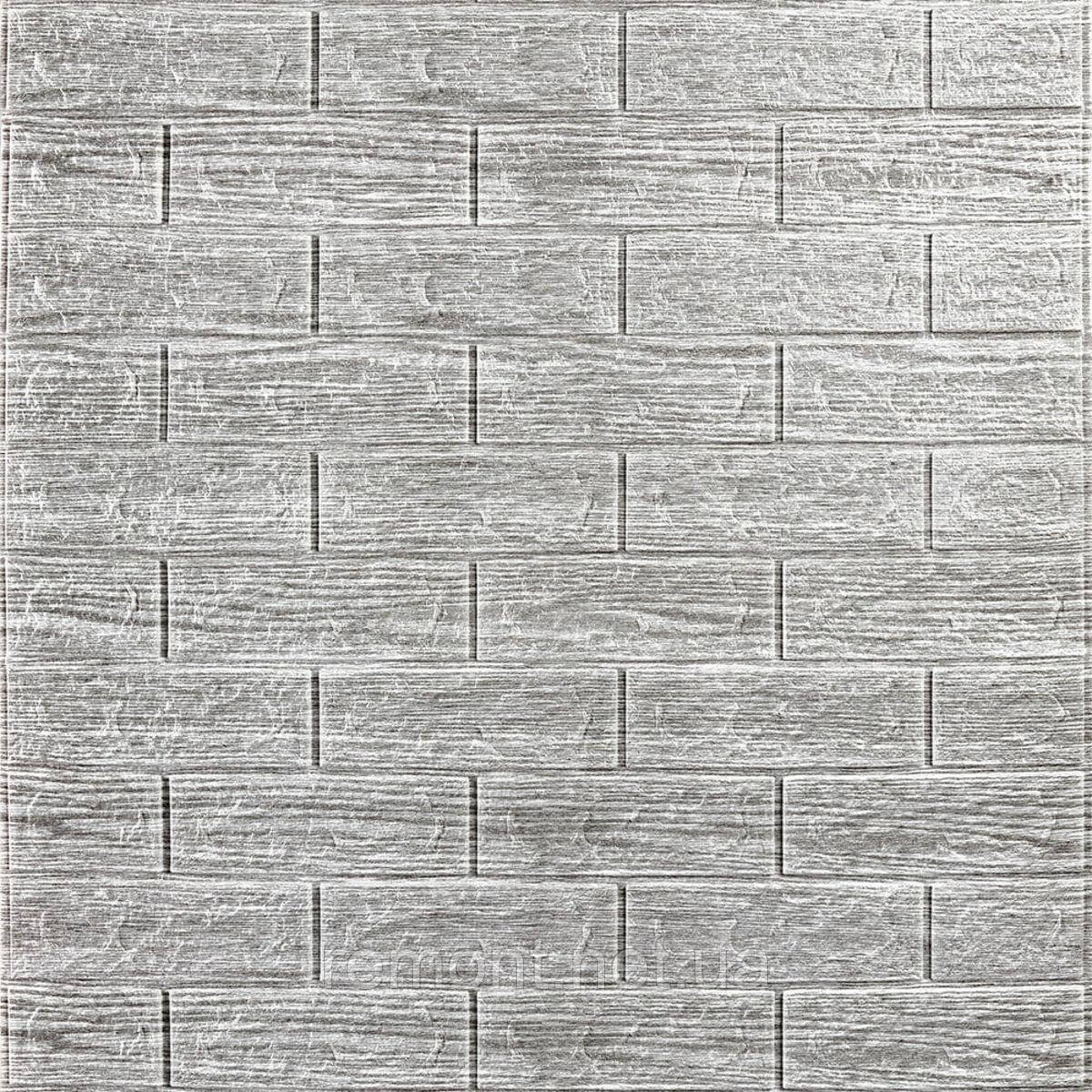 Самоклеюча декоративна 3D панель 700х770х5мм Сіра смужка цегла (183) SW-00000488, фото 1