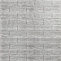 Самоклеюча декоративна 3D панель 700х770х5мм Сіра смужка цегла (183) SW-00000488