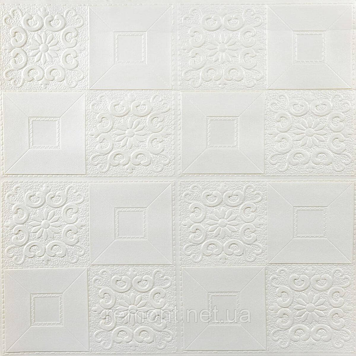 Самоклеюча декоративна настінно-стельова 3D панель 700х700х3мм Білий(114-3) SW-00000697, фото 1