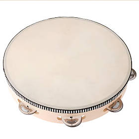 Бубон RESTEQ діаметром 25 см (10 дюймів) з металевими дзвіночками — ударний музичний інструмент для музикантів, оркестру, ансамблю