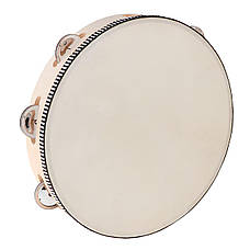 Бубон RESTEQ діаметром 25 см (10 дюймів) з металевими дзвіночками — ударний музичний інструмент для музикантів, оркестру, ансамблю, фото 3