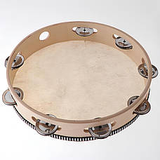 Бубон RESTEQ діаметром 25 см (10 дюймів) з металевими дзвіночками — ударний музичний інструмент для музикантів, оркестру, ансамблю, фото 4
