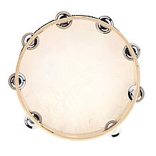 Бубон RESTEQ діаметром 25 см (10 дюймів) з металевими дзвіночками — ударний музичний інструмент для музикантів, оркестру, ансамблю, фото 5