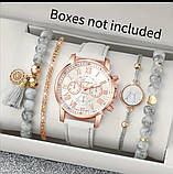 Жіночий годинник кварцовий  Geneva Білий + 4 браслета, фото 2