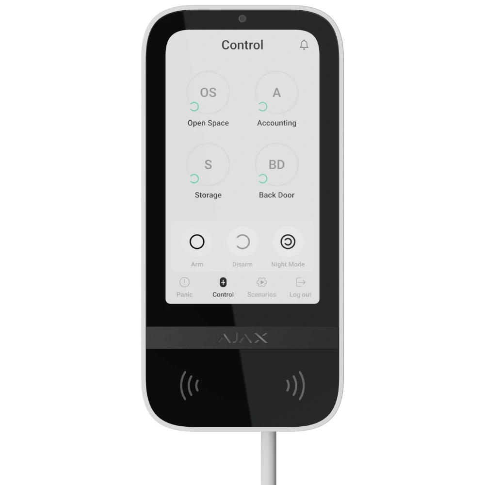 Ajax KeyPad TouchScreen Fibra white проводная сенсорная Клавіатура