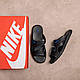 Чоловічі шкіряні літні шльопанці-сланці Nike Classic, Літні чоловічі чорні шльопанці Найк. Чоловіче взуття, фото 10