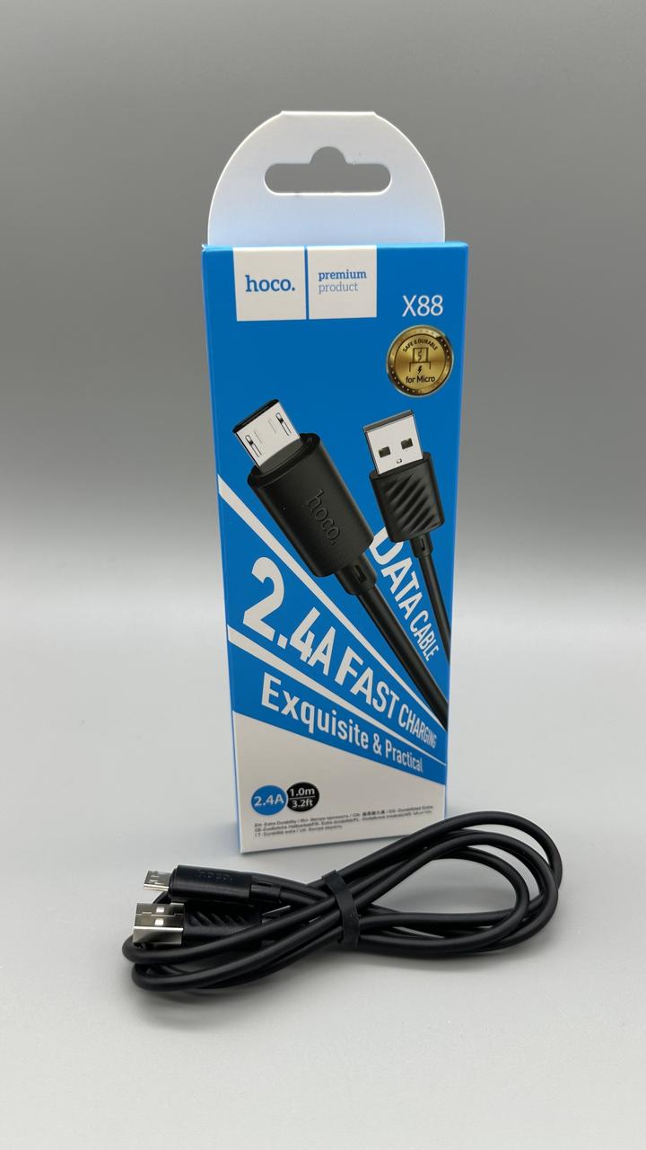 Кабель HOCO X88 Micro USB 1м 2.4A для зарядки та передачі даних ПВХ чорний BF